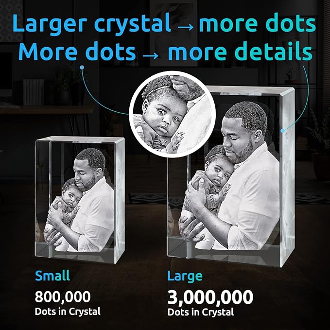 ArtPix 3D Crystal Photo, Valentines Day Personalized Gifts for Women, Wife, Men, Her, Him, Great V-Day Custom Gift With Your Own Photo, Customized Glass 3D Laser Etched Picture Wedding