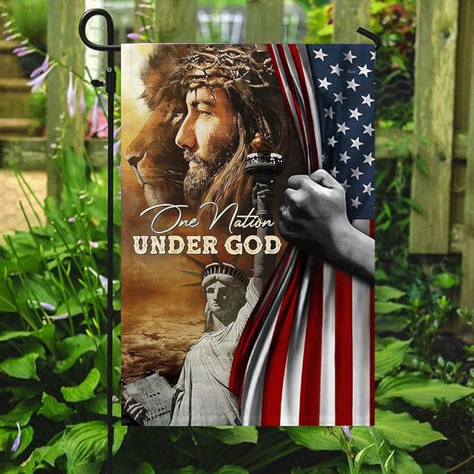FLAGWIX Christian Patriot American Flags - Decorations For Home, Outside, House Flag 30x40 Decoration, Jesus Lion Double Sided Heavy Duty Canvas Indoor Outdoor Flags