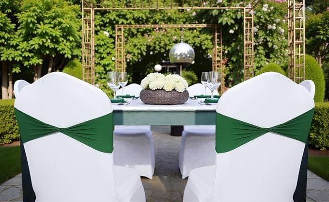 VDS Pack of 25 PCS | Green | Spandex Chair Sashes Bows Without Buckle | Stretch Elastic Banquet Universal Folding Chair Band Tie with for Wedding Party Conference Celebration Event Decoration