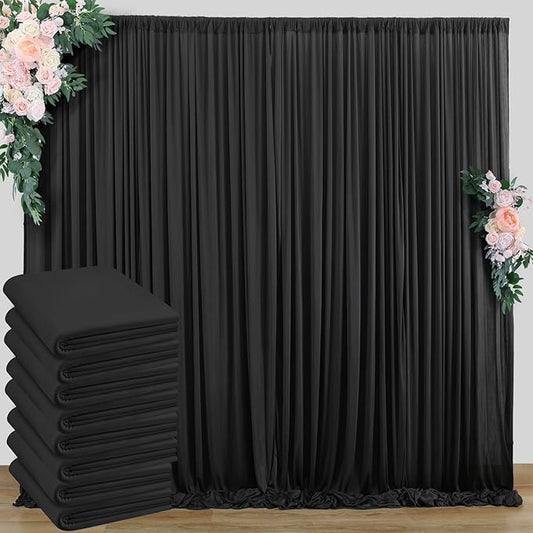 40 ft x 8 ft Black Backdrop Curtain for Parties, 8 Panels 5 ft x 8 ft Wrinkle Free Polyester Photo Black Backdrop Drapesfor Graduations Birthday Wedding Party Stage Curtains Home Decoration Supplies