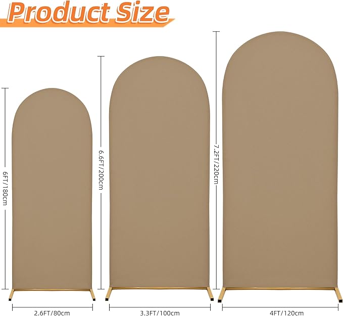 3-Piece Arch Cover Bundle – 7.2FT, 6.6FT & 6FT Stretch Spandex Backdrop Set – Wedding, Birthday & Photo Booth Arch Covers for Every Event