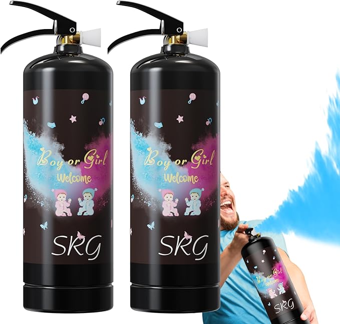 SRG Giant Gender Reveal Fire Extinguisher Color Blaster | 2 Packs Baby Boy Blue Gender Reveal Extinguisher Smoke | Blue Spray for Gender Reveal Decorations & Ideas - Blasts 20+ Feet (Blue)