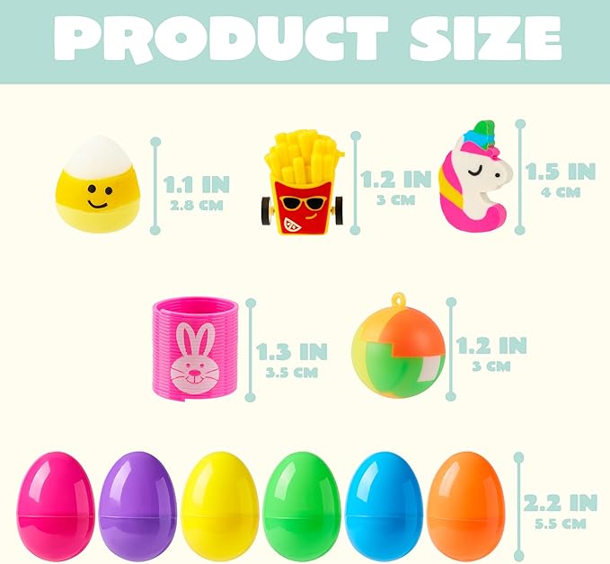 JOYIN 160 PCS Prefilled Easter Eggs with Assorted Toys for Easter Egg Hunt Supplies, Basket Stuffers, Classroom Prizes, Party Favor