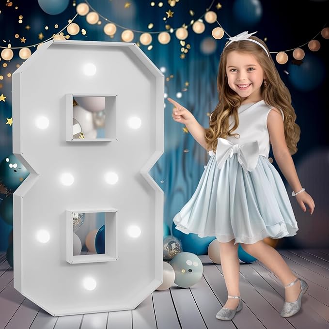 Marquee Numbers 3 feet tall,Cool White Light Up Numbers 8, Large Numbers for 18th 80th Birthday Party Decorations, Big Numbers for Anniversary Decor（DIY Kits）