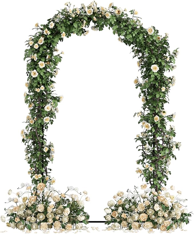 Wedding Arch, Metal Arch Backdrop Stand, Balloon Arch Stand Wedding Frame for Ceremony Decoration (Black, 7.2FT Arch Backdrop)