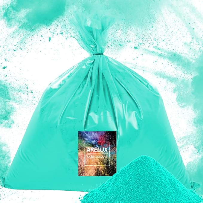 ARELUX Bright Cyan Color Powder - 6lbs Bulk (2x3lb) for Color Wars, Powder War & Fun Events | Durable Individual Packets, Vibrant Holi Powder for Gender Reveal, Run, Rangoli, Parties | Non-Toxic