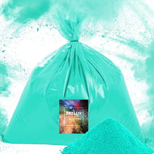 ARELUX Bright Cyan Color Powder - 6lbs Bulk (2x3lb) for Color Wars, Powder War & Fun Events | Durable Individual Packets, Vibrant Holi Powder for Gender Reveal, Run, Rangoli, Parties | Non-Toxic