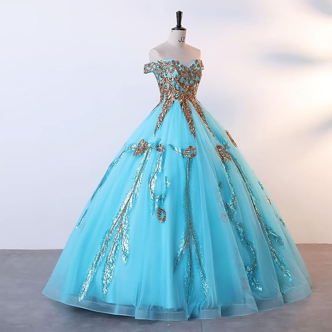 Engerla Women's Beading Sweetheart Ball Gown Tulle Layed Long Quinceanera Dress