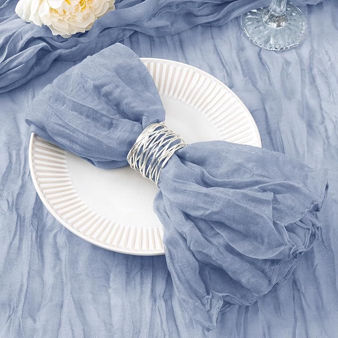 100 Pack Dusty Blue Cheesecloth Napkins Spring Cloth Napkins Set of 100 Blue Dinner Napkins Bulk 21x21 Inches for Wedding Bridal Shower Baby Shower Valentine's Day