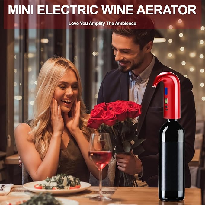 2026 Valentines Day Gifts, Electric Wine Aerator, One-Touch Automatic Wine Decanter for Red & White Wine, Wine Dispenser, Wine Pourer, Wine Gifts for Wine Lovers (Red)
