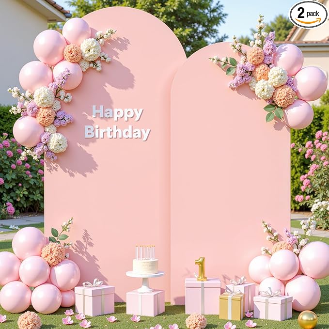 Dusty Rose Photo Arch Backdrop Cover Set of 2 for Party Spandex 7.2 and 6ft Arch Covers Stretchy Backdrop Baby Shower Balloon Arch Stand Covers for Girls Birthday Wedding Bridal Shower Background