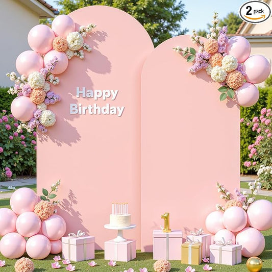 Dusty Rose Photo Arch Backdrop Cover Set of 2 for Party Spandex 7.2 and 6ft Arch Covers Stretchy Backdrop Baby Shower Balloon Arch Stand Covers for Girls Birthday Wedding Bridal Shower Background