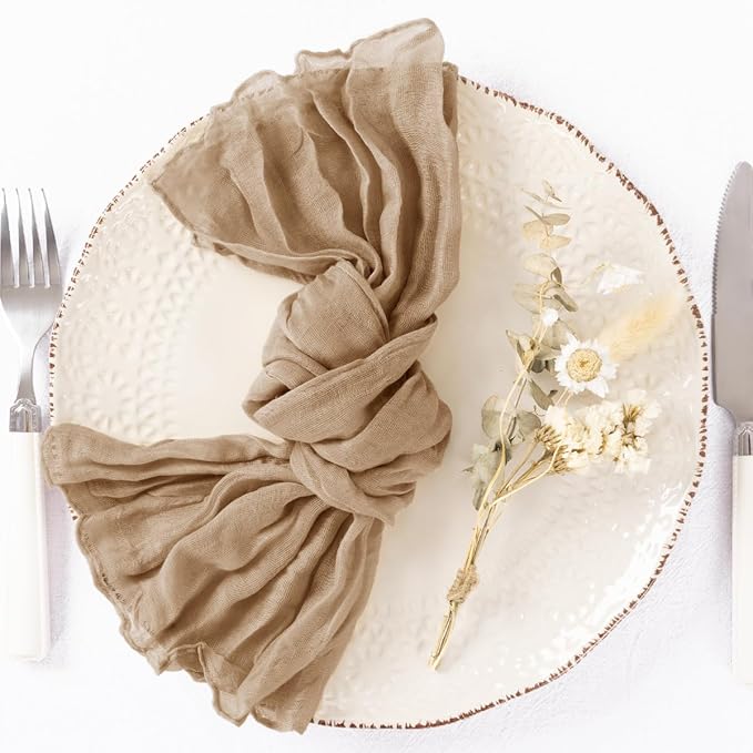 100 Pack Nude Cheesecloth Napkins Spring Cloth Napkins Set of 100 Coffee Dinner Napkins Bulk 21x21 Inches for Wedding Bridal Shower Baby Shower Valentine's Day