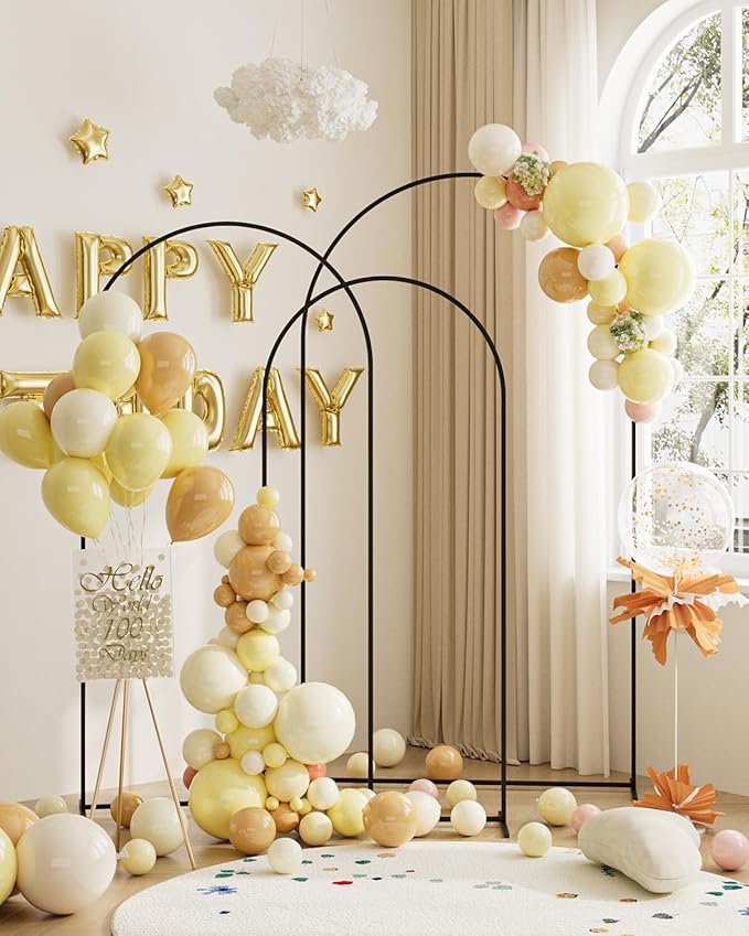 Wedding Arch, Metal Arch Backdrop Stand, Balloon Arch Stand Wedding Frame for Ceremony Decoration (Black, 7.2FT, 6.6FT, 6FT Arch Backdrop)