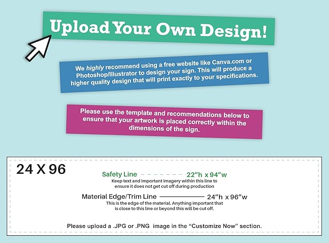 Personalized Mesh Banner – Printed Customizable 9oz Mesh Banner for Indoor and Outdoor Use (2'x8')