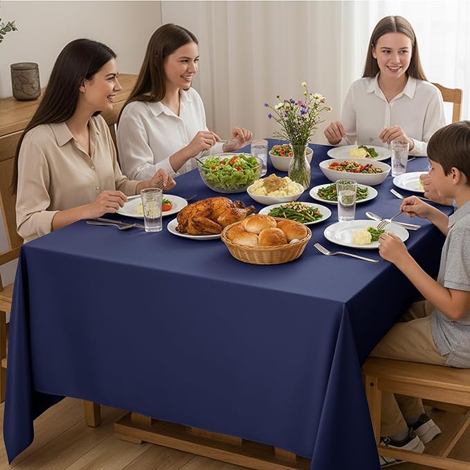 10-Pack Navy Blue Tablecloths for Rectangle Tables, 54 x 108 Inches, Stain-Resistant Polyester Fabric for 6 Foot Tables - Washable Table Covers for Weddings, Birthday Parties, Events
