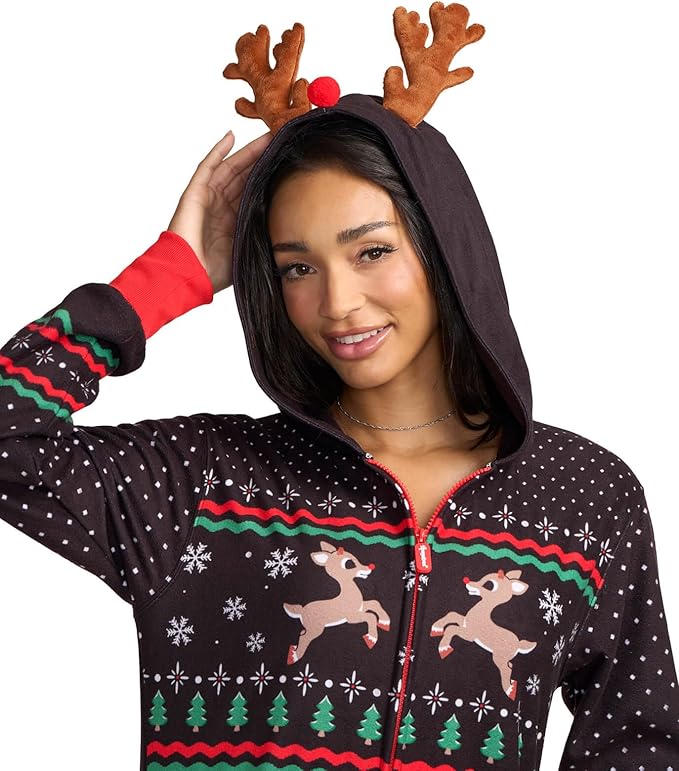 Tipsy Elves Christmas Onesies for Adults - Comfy Unisex Matching Holiday Jumpsuits with Convenient Pockets