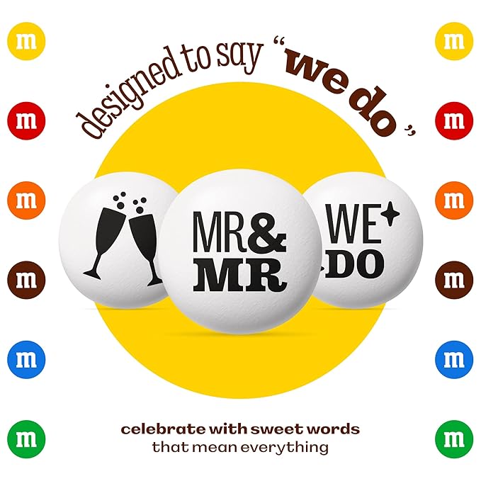 M&M’S WORLD “Mr. and Mr.” Milk Chocolate Candy, 2 lbs Bulk Candy for Wedding Decorations, Unique Favors, or Cake Topper