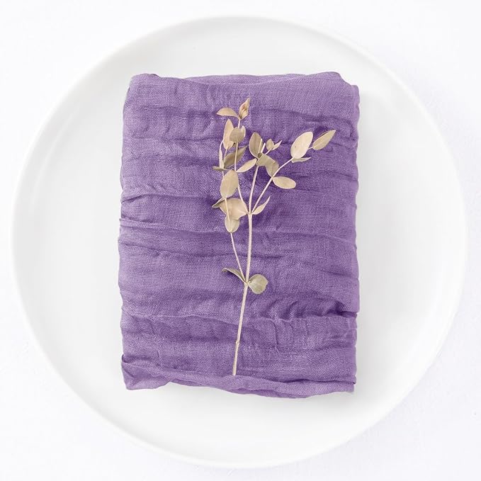 50 Pack Lavender Purple Cheesecloth Napkins Spring Cloth Napkins Set of 50 Dinner Napkins Bulk 21x21 Inches for Wedding Bridal Shower Baby Shower Valentine's Day