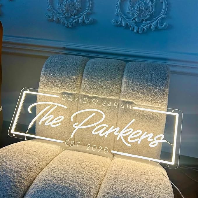Custom Wedding Name Neon Sign Last Name With Est Neon Light Personalized Couple Name Sign Wedding Backdrop Wall Decor Engagement Valentine's Day Gift