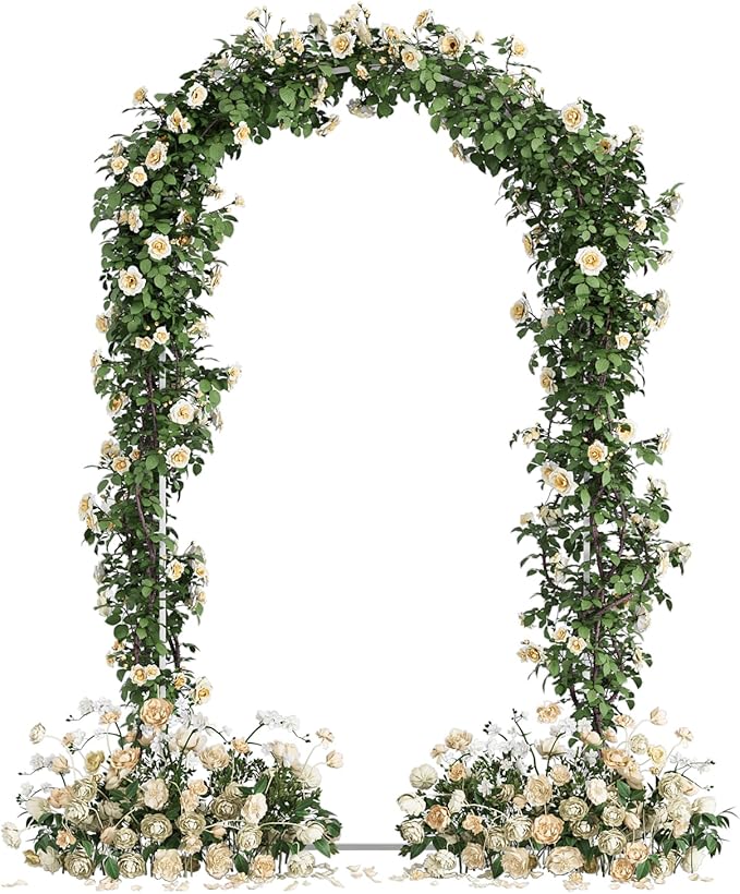 Wedding Arch, Metal Arch Backdrop Stand, Balloon Arch Stand Wedding Frame for Ceremony Decoration (White, 7.2FT Arch Backdrop)