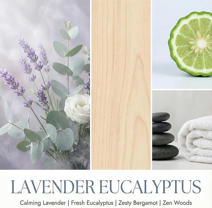 HomeLights Scented Candles | Large Jar 34 Oz Natural Soy Candle | 130 hrs Long-Lasting with 3 Wicks | Scandinavian Minimalist Design Home Decor | Gifts for Mom & Women, Lavender Eucalyptus