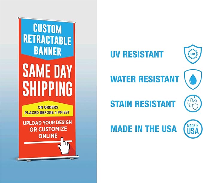 Custom Retractable Banner with Aluminum Frame - Portable, Durable & Easy Setup - For Events, Promotion & Advertising (Silver Stand, 48"x81")