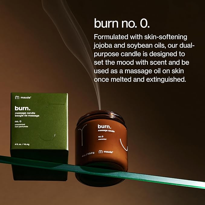 Maude Burn No. 0 - Unscented Jojoba Oil Massage Candle with Hydrating, Skin-Softening Soybean Oil - Paraben, Cruelty + Phthalate-Free Massage Oil Candle - Home + Self Care Gifts for Women & Men (4 oz)