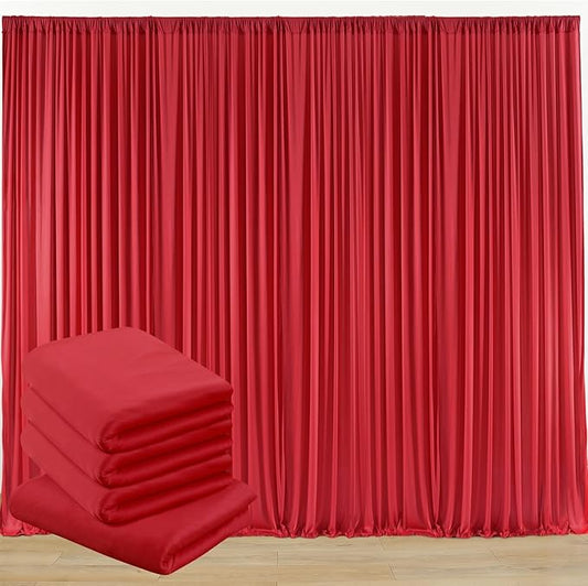 Outpain 20 ft x 8 ft Red Backdrop Curtain Panels, 4 Panels 5 ft x 8 ft Wrinkle Free Polyester Photography Backdrop Drapes, Wedding Party Home Decoration Supplies