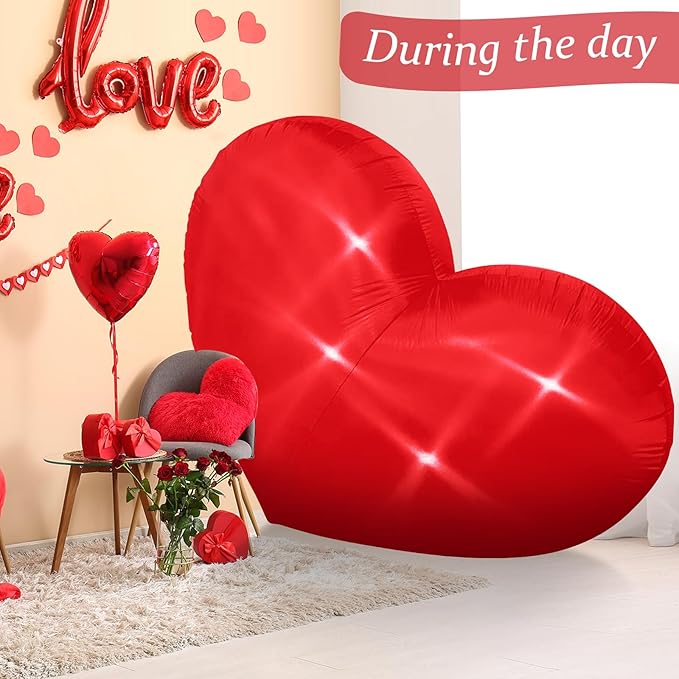 7 Ft Valentine Inflatables Heart Outdoor Decorations with LED Lights, Red Valentines Giant Heart Blow Up Yard Decorations, Romantic Inflatable Decor for Valentines Day Wedding Anniversary Yard Garden