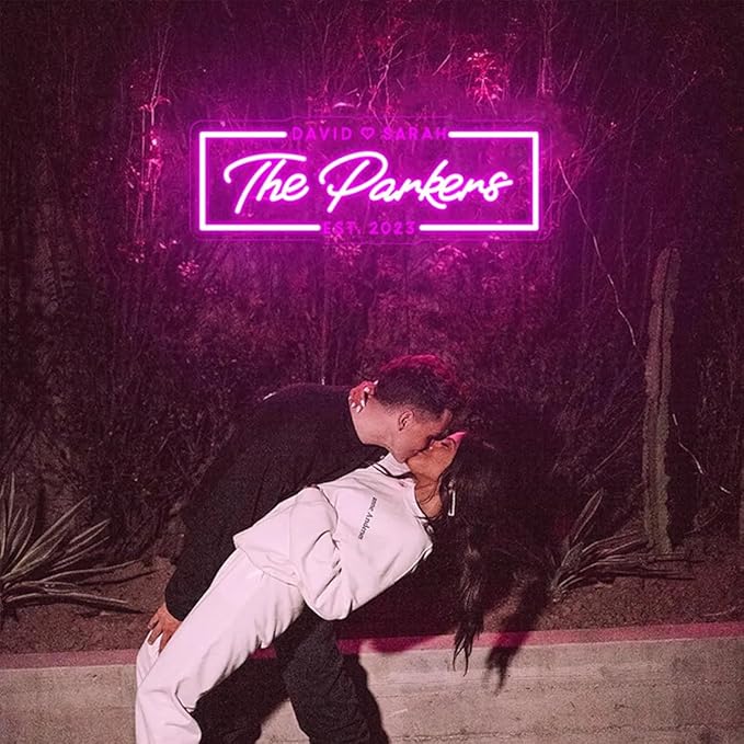 Custom Wedding Name Neon Sign Last Name With Est Neon Light Personalized Couple Name Sign Wedding Backdrop Wall Decor Engagement Valentine's Day Gift