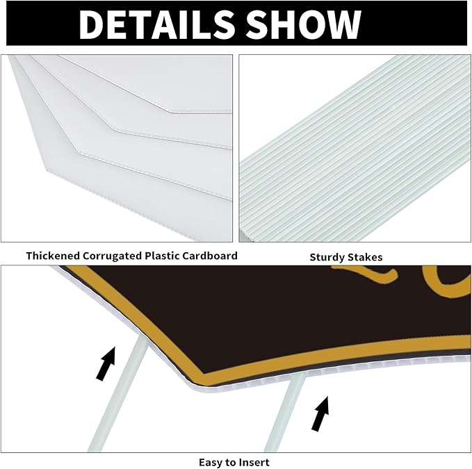 Aneco Waterproof 2026 Grad Yard Signs Plastic Graduation Yard Signs Party Outdoor Lawn Decorations 16 Inches Glitter Congrats Grad with Stakes for Outdoor, Lawn Party Decor (Black and Gold)