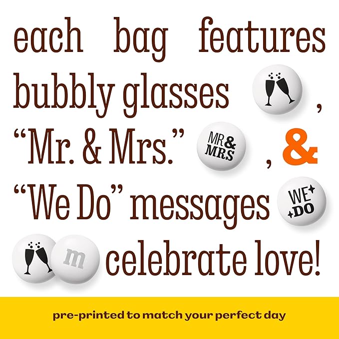 M&M’S WORLD “Mr. and Mrs.” Milk Chocolate Candy, 5 lbs Bulk Candy for Wedding Decorations, Unique Favors, or Cake Topper