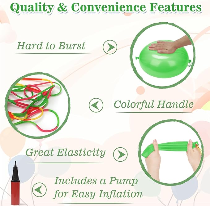 200 Pcs Punch Balloons Heavy Duty Punching Balloon Halloween Party Favors with Rubber Band Handle and Air Pump for Birthday Halloween Goodie Bag Stuffer Supply (Green)