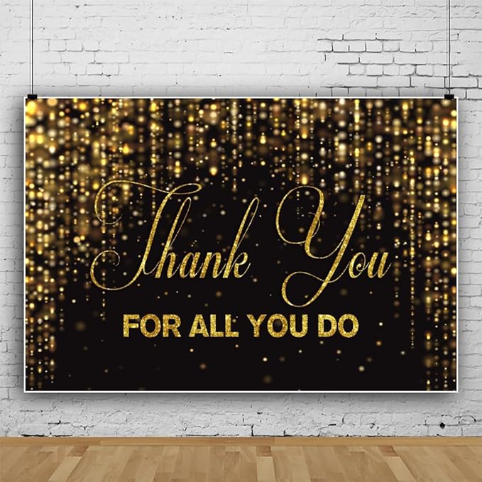 9x6ft Thank You for All You Do Backdrop Black Gold Congratulations Graduates Background Be Thankful to The Teacher Doctor Staff We Appreciate You Decor Banner Backdrop for Senior Year Party