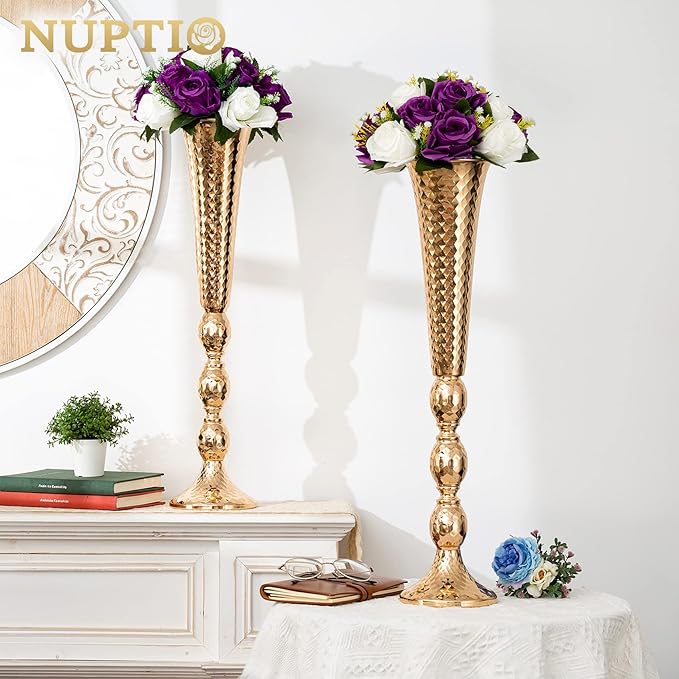 NUPTIO Flower Centerpieces for Wedding Tables: 10 Pcs Purple & White Artificial Flower Ball Arrangement for Christmas Thanksgiving Party - Fake Floral Rose for Bridal Shower Decor