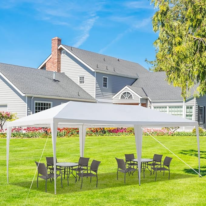Party Tent, Tents for Parties, Outdoor Wedding Tent Birthday Tent Event Tent Patio Gazebo Carport Canopy Shade, Canopy Tent with Removable Sidewalls & Transparent Window (10'x20'/0 Sidewalls White)