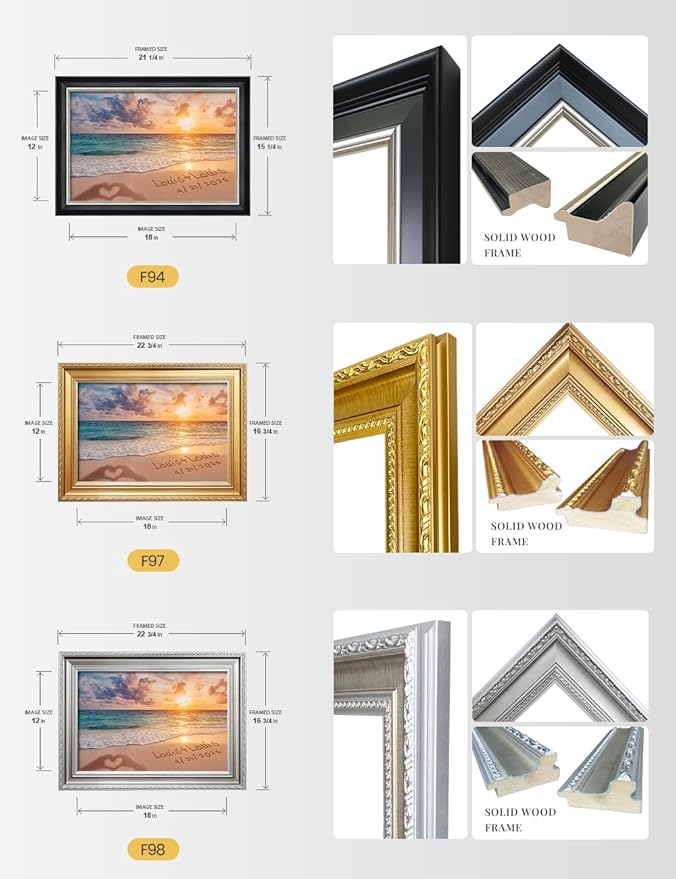 IPIC - "Forever Together Personalized Wall Art, Custom Beach Scene with with Solid Wood Frame, A Personalized Gift with Name and Date for Couple, Wedding, or Anniversary, Ready to Hang