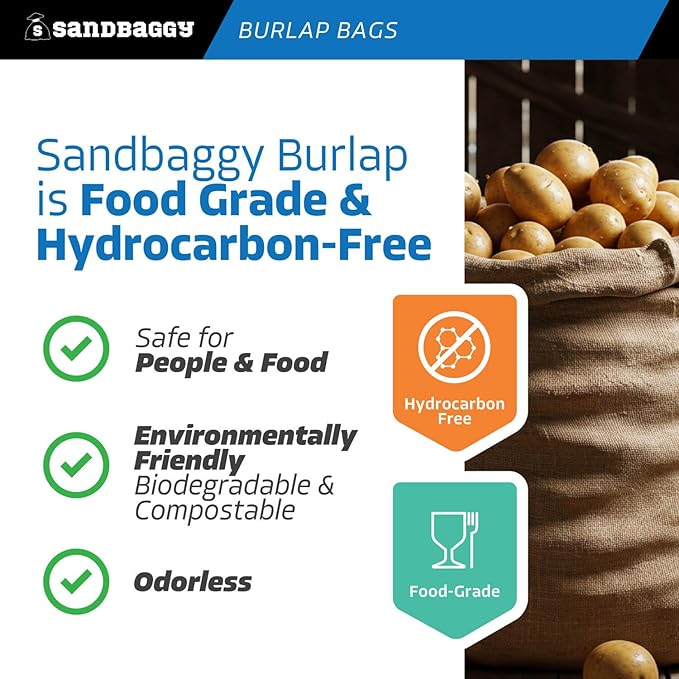 Sandbaggy Burlap Bags Large 24" x 40" - Potato Sack Race Bags for Kids & Adults | Perfect Birthday Party Game | Shrub & Plant Frost Protection - Food Grade (Pack of 8)