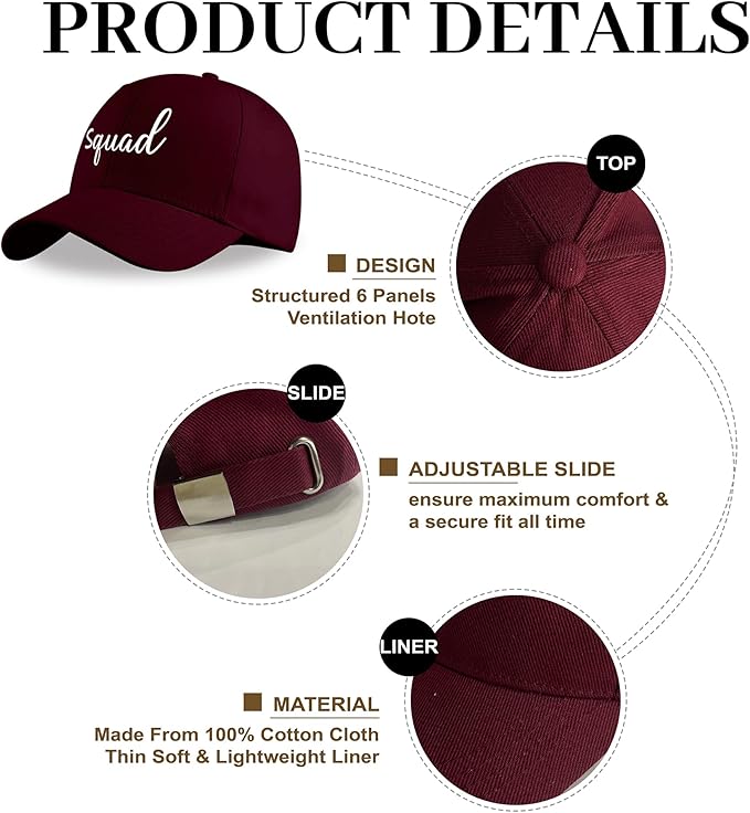 LADY&HOME Bachelor/Bachelorette Party Baseball Hats Set, Embroidered Adjustable Cotton Truck Caps