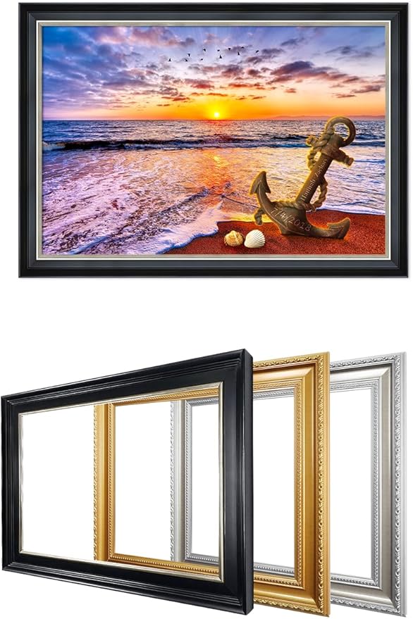IPIC - "Anchored in Time Personalized Wall Art with Name and Date, Custom Beach Sunset Canvas Print with Solid Wood Frame, A Personalized Gift for Couple, Wedding, or Anniversary