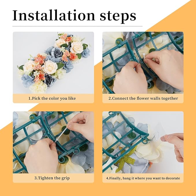 Pack of 10 Wedding Arch Decorations, 20.47 inch Artificial Flower Table Centerpieces Floral Arrangement for Wall Backdrop Party Bridal Shower Event Decor - Grey