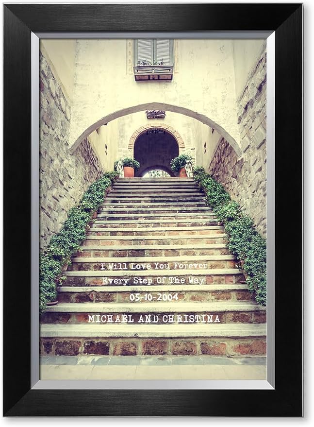 IPIC - Love You Every Step, Personalized Artwork with Names and Date on for Home Decor, Customized Gift for Anniversary,Wedding,Birthday and Holidays. Picture size: 18x12, Framed Size: 21x15