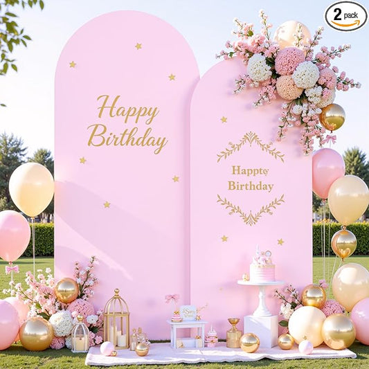 Pale Pink Photo Arch Backdrop Cover Set of 2 for Party Spandex 7.2 and 6ft Arch Covers Stretchy Backdrop Baby Shower Arch Stand Covers for Girls Birthday Wedding Bridal Shower Banquet Background