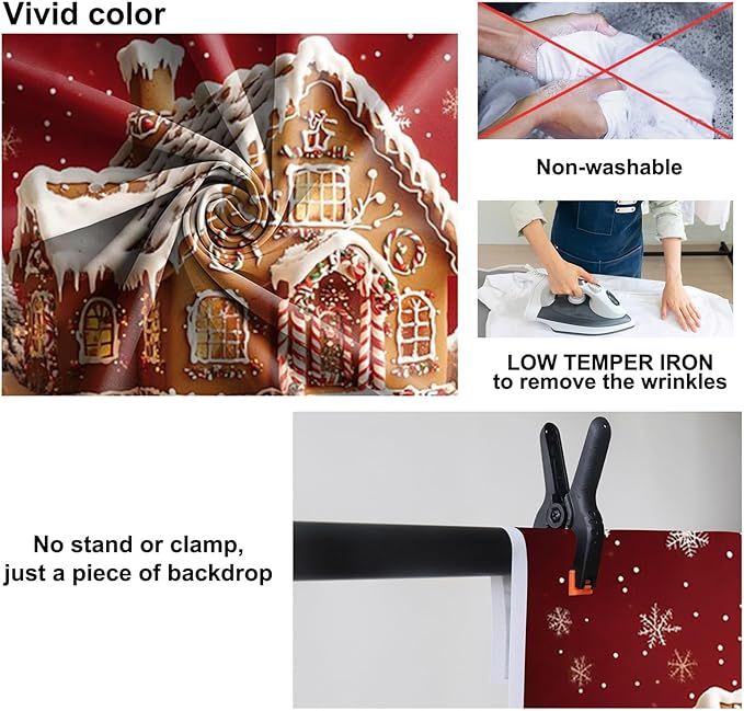 Baocicco 10x6.5ft Christmas Gingerbread House Backdrops for Photography Snowflake Winter Merry Xmas Display Background for Baby Shower Birthday Party Banner Kids Boys Girls Portrait Photo Studio
