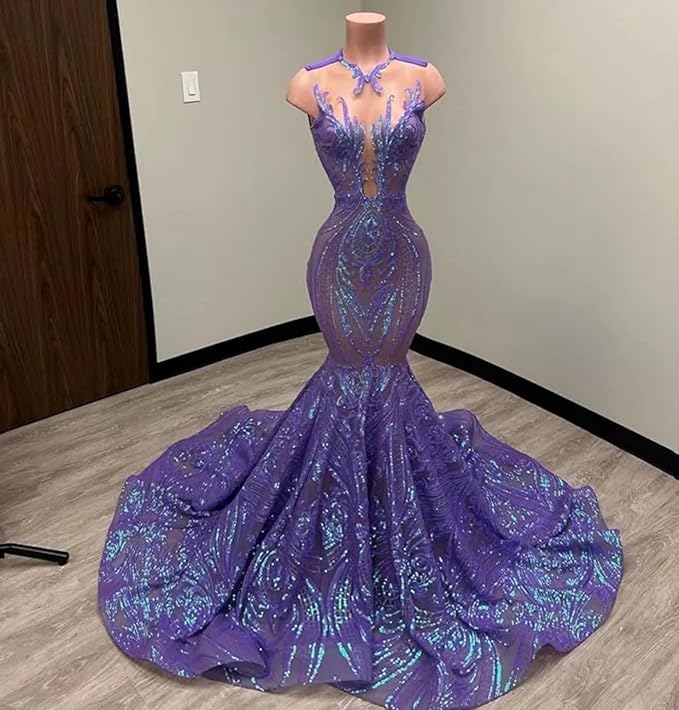 Keting Shiny Sequined Mermaid Women's Prom Party Evening Gala Dress Pageant Celebrity Gown
