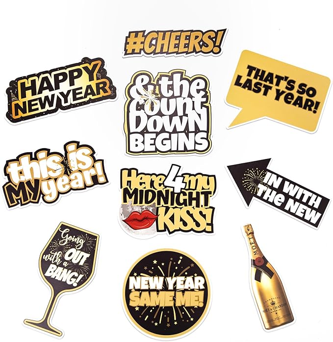 (New Year's) Elevate Your Photo Booth Experience with Our Durable & Waterproof Pack of Signs-Perfect for Weddings, Birthdays, and Photo Booth Businesses - PVC Foamboard Photo