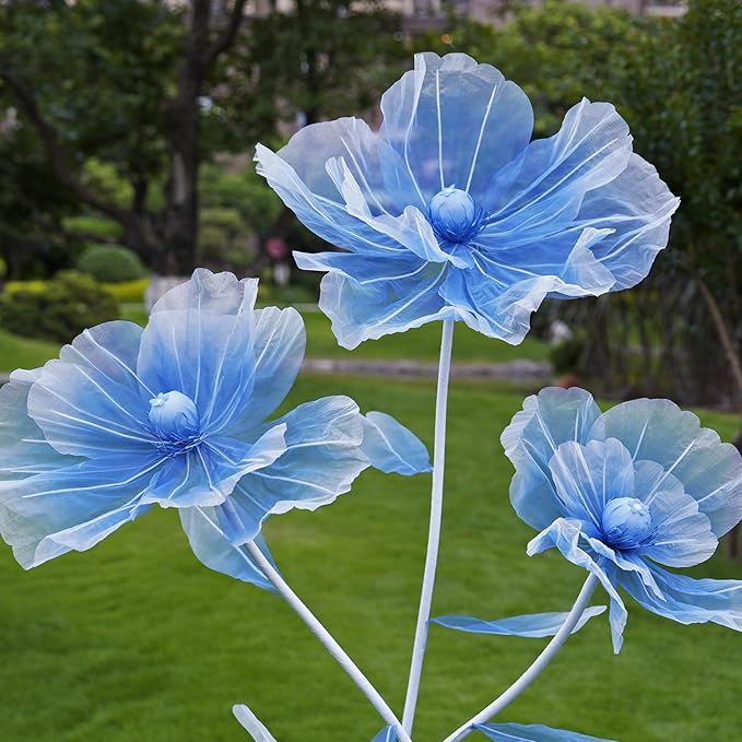 Giant Flowers for Decoration,Artificial Silk Flowers with Stand,Large Fake Floral Decor for Home Garden,Indoor Outdoor Party Birthday Wedding Backdrop (Gradient Blue)