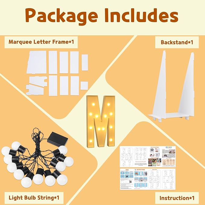 imprsv Light Up Letters, 4FT Marquee Letters Mosaic Letter for Balloons for Birthday Wedding Engagement Party Decor, Large Marquee M for Party Decoration Arch Kit Decorations