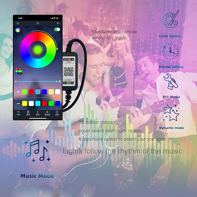 Ulalaza Smart RGB & Color Flow Effect Happy Birthday LED Neon Sign with Remote & App Control Music Sync Timer Setting LED Acrylic Light for Wall Party Décor Bedroom Bar Wedding Home Birthday USB Powered
